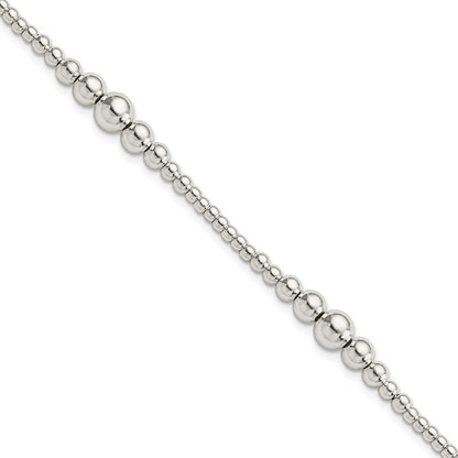 7.5 Zoll Sterlingsilber Rund Abgestuft Gekugelt Armband