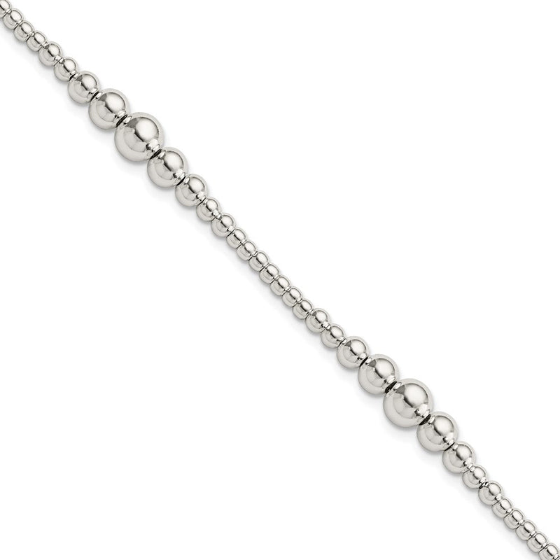 7.5 Zoll Sterlingsilber Rund Abgestuft Gekugelt Armband