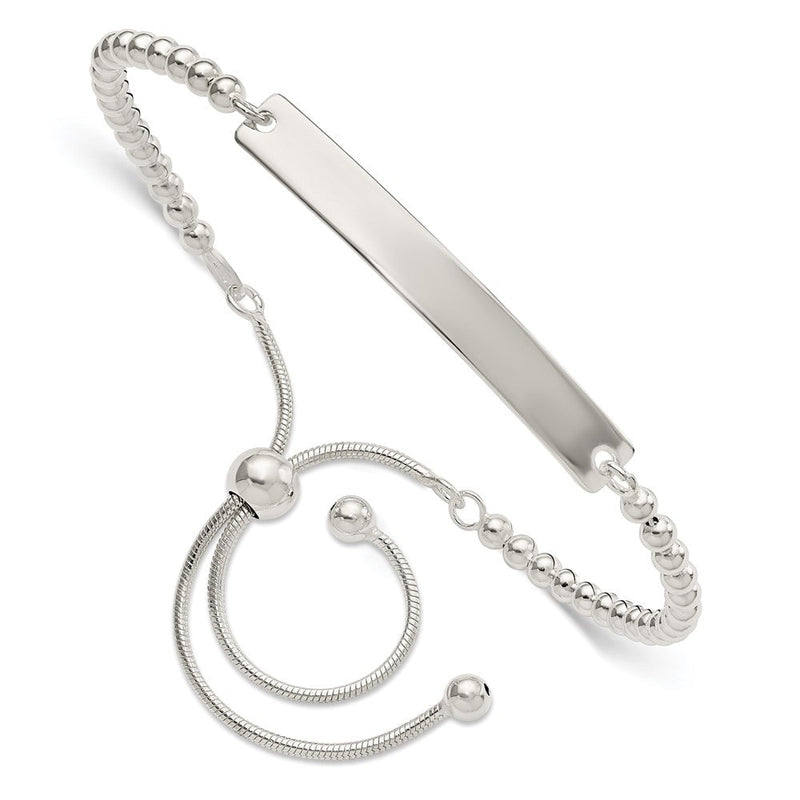 Sterlingsilber Poliert Gekugelt Verstellbar Id Armband