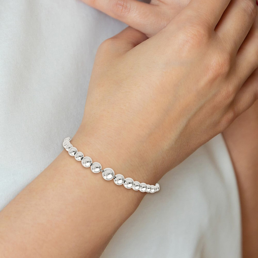 Sterlingsilber Poliert Gekugelt Verstellbar Armband