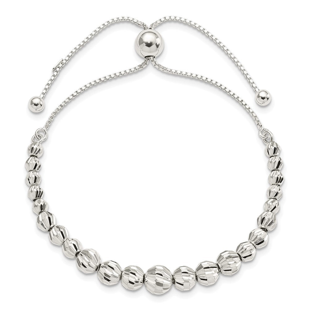 Sterlingsilber Poliert & Diamantiert Gekugelt Verstellbar Armband