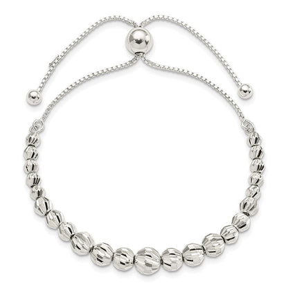 Sterlingsilber Poliert & Diamantiert Gekugelt Verstellbar Armband