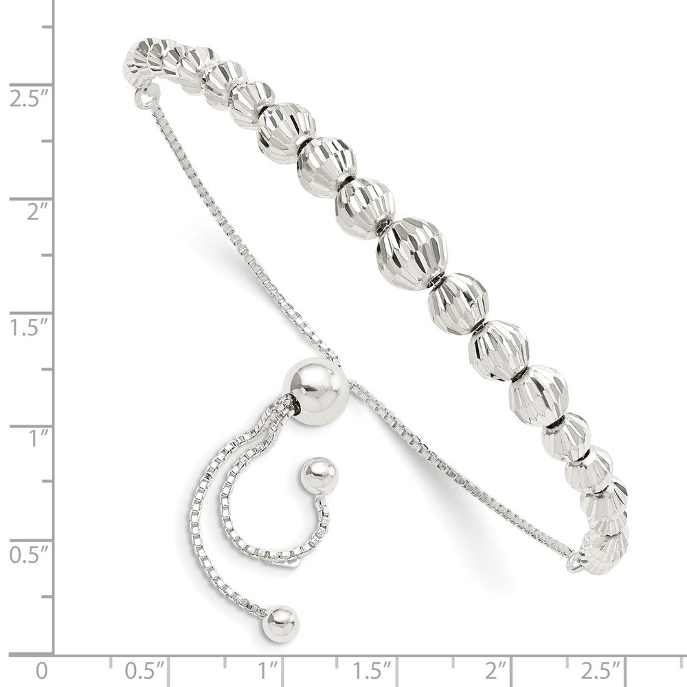 Sterlingsilber Poliert & Diamantiert Gekugelt Verstellbar Armband