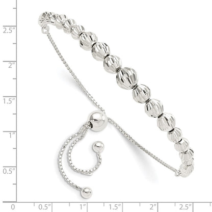 Sterlingsilber Poliert & Diamantiert Gekugelt Verstellbar Armband
