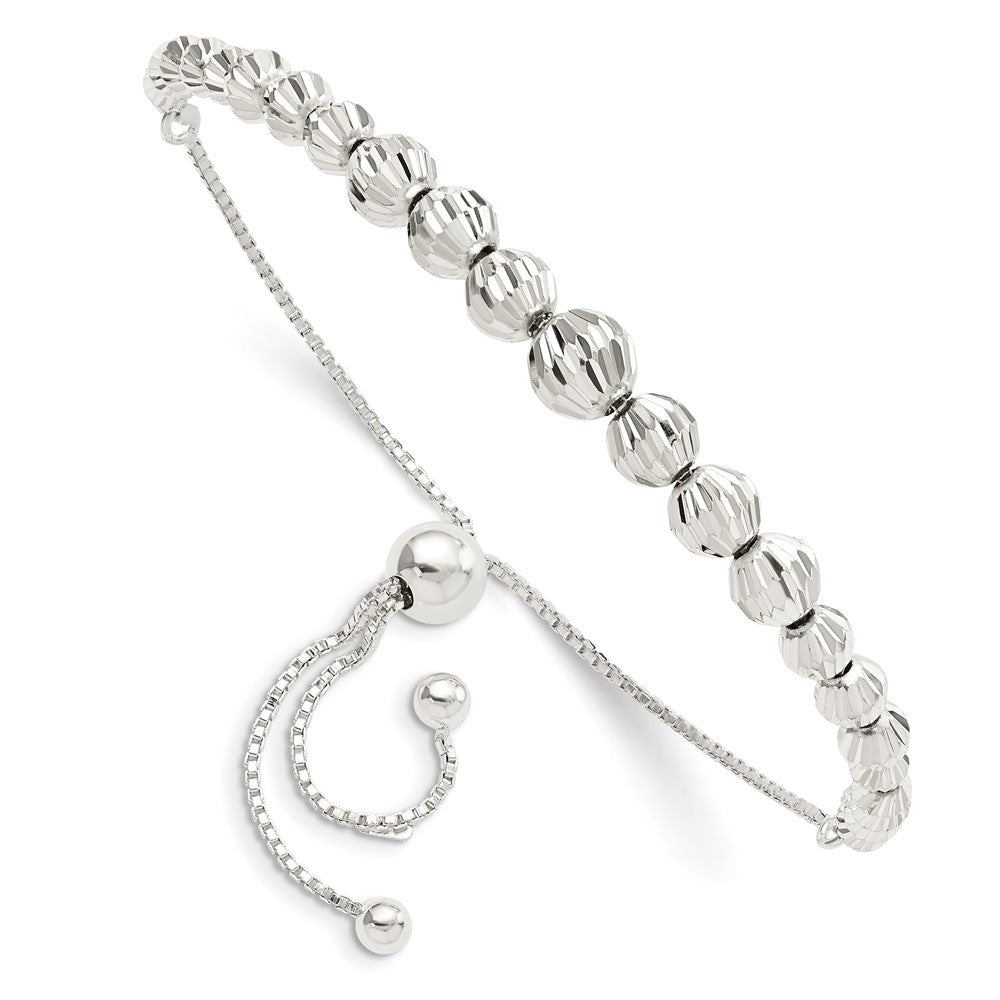 Sterlingsilber Poliert & Diamantiert Gekugelt Verstellbar Armband