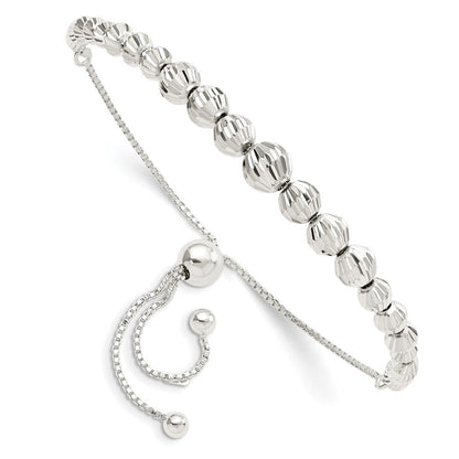 Sterlingsilber Poliert & Diamantiert Gekugelt Verstellbar Armband