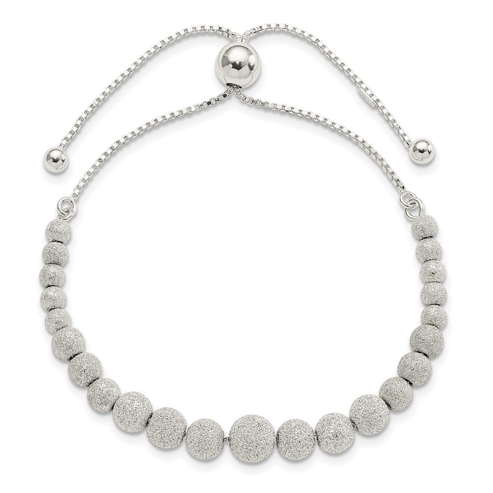 Sterlingsilber Poliert & Lasered Gekugelt Verstellbar Armband