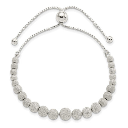 Sterlingsilber Poliert & Lasered Gekugelt Verstellbar Armband