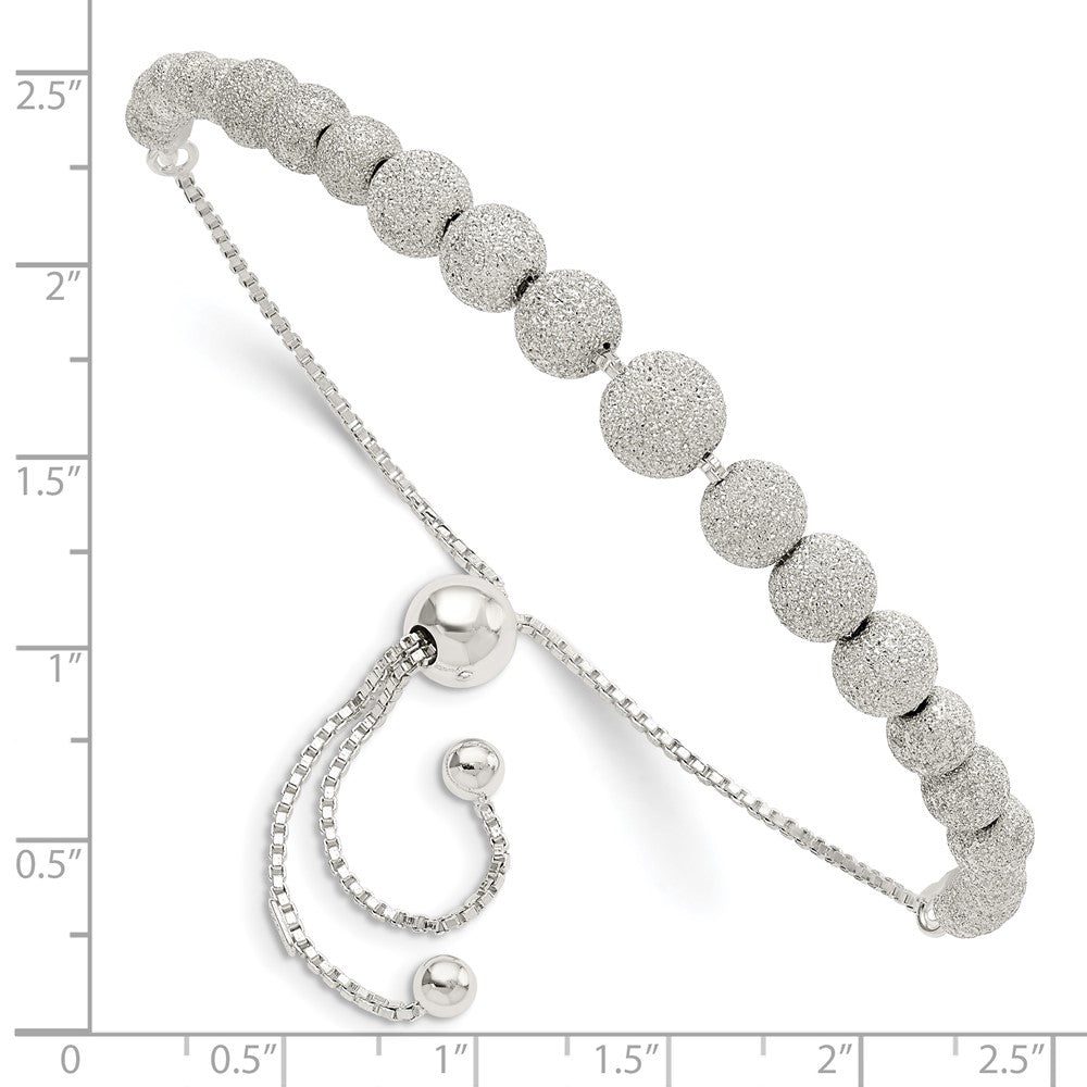 Sterlingsilber Poliert & Lasered Gekugelt Verstellbar Armband