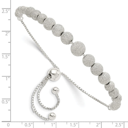 Sterlingsilber Poliert & Lasered Gekugelt Verstellbar Armband