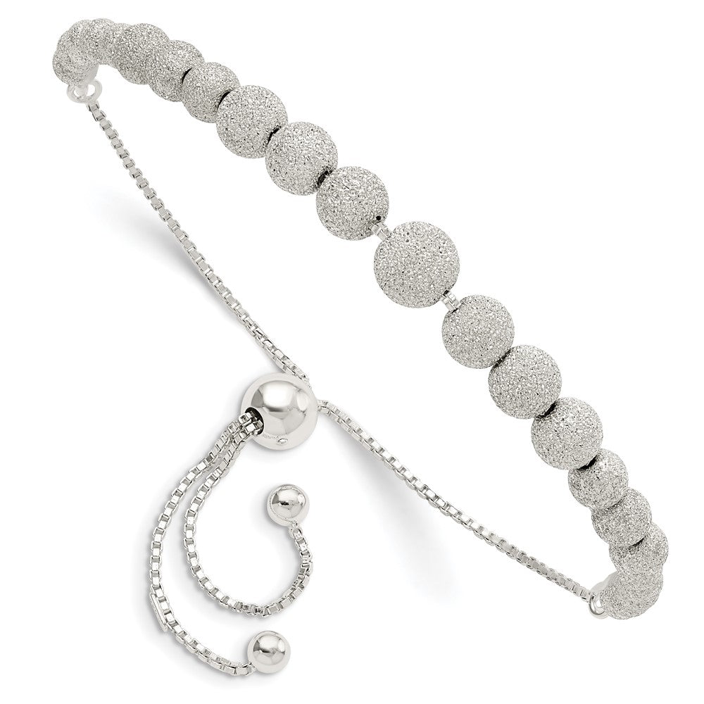 Sterlingsilber Poliert & Lasered Gekugelt Verstellbar Armband
