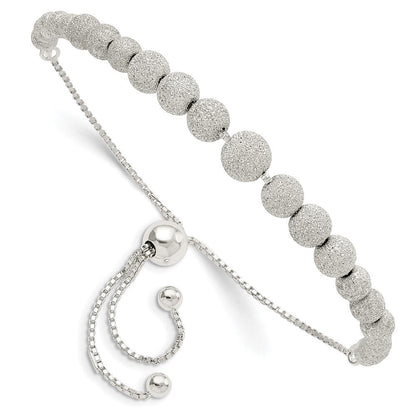 Sterlingsilber Poliert & Lasered Gekugelt Verstellbar Armband