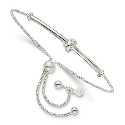Sterlingsilber Stab mit Knoten Verstellbar Bolo Armband