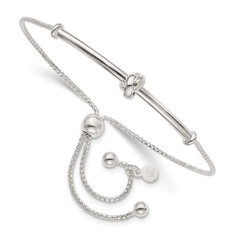 Sterlingsilber Stab mit Knoten Verstellbar Bolo Armband