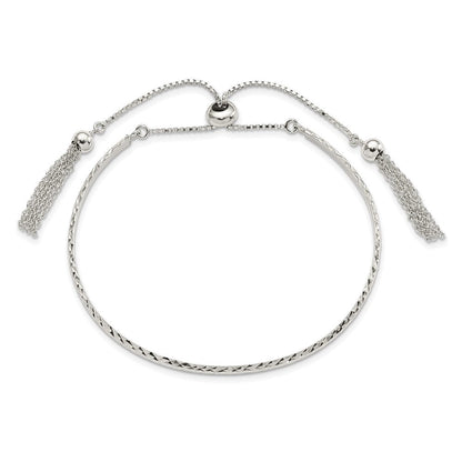 Sterlingsilber Poliert Diamantiert mit Tassels Verstellbar Armreif