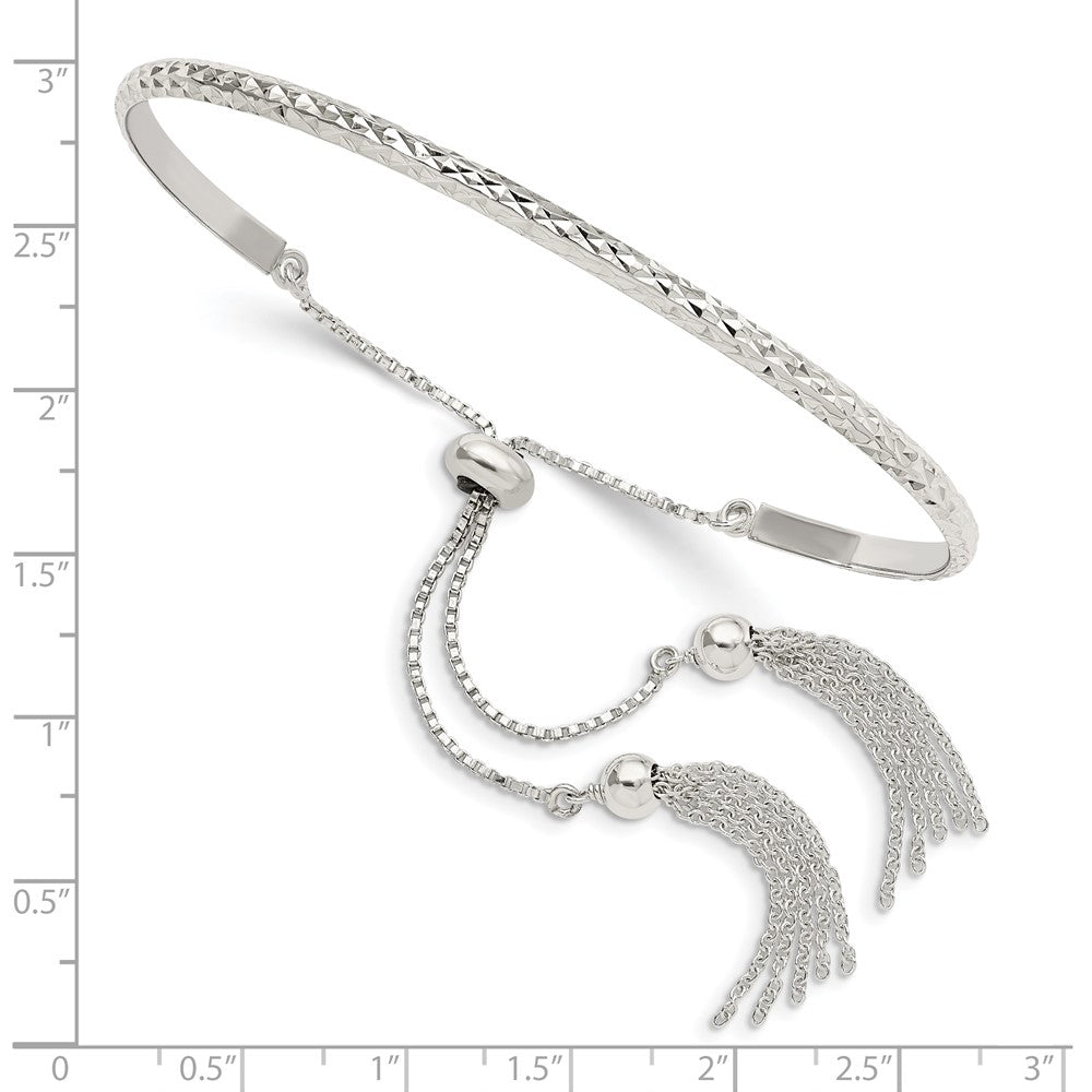 Sterlingsilber Poliert Diamantiert mit Tassels Verstellbar Armreif