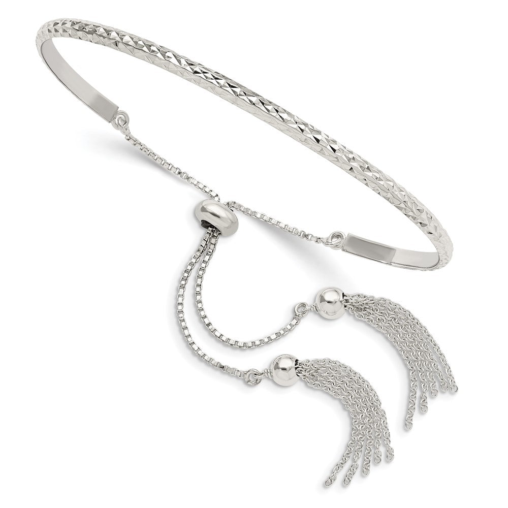 Sterlingsilber Poliert Diamantiert mit Tassels Verstellbar Armreif