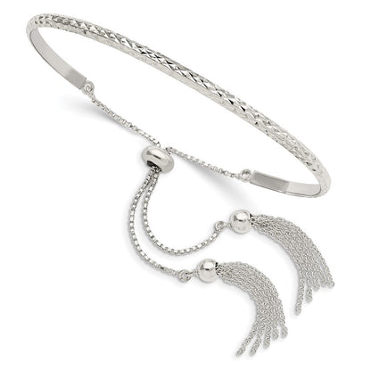 Sterlingsilber Poliert Diamantiert mit Tassels Verstellbar Armreif