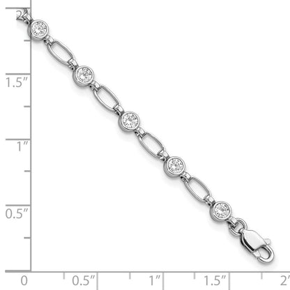 7 Zoll Sterlingsilber Rhodiniert Poliert Zirkonia Armband