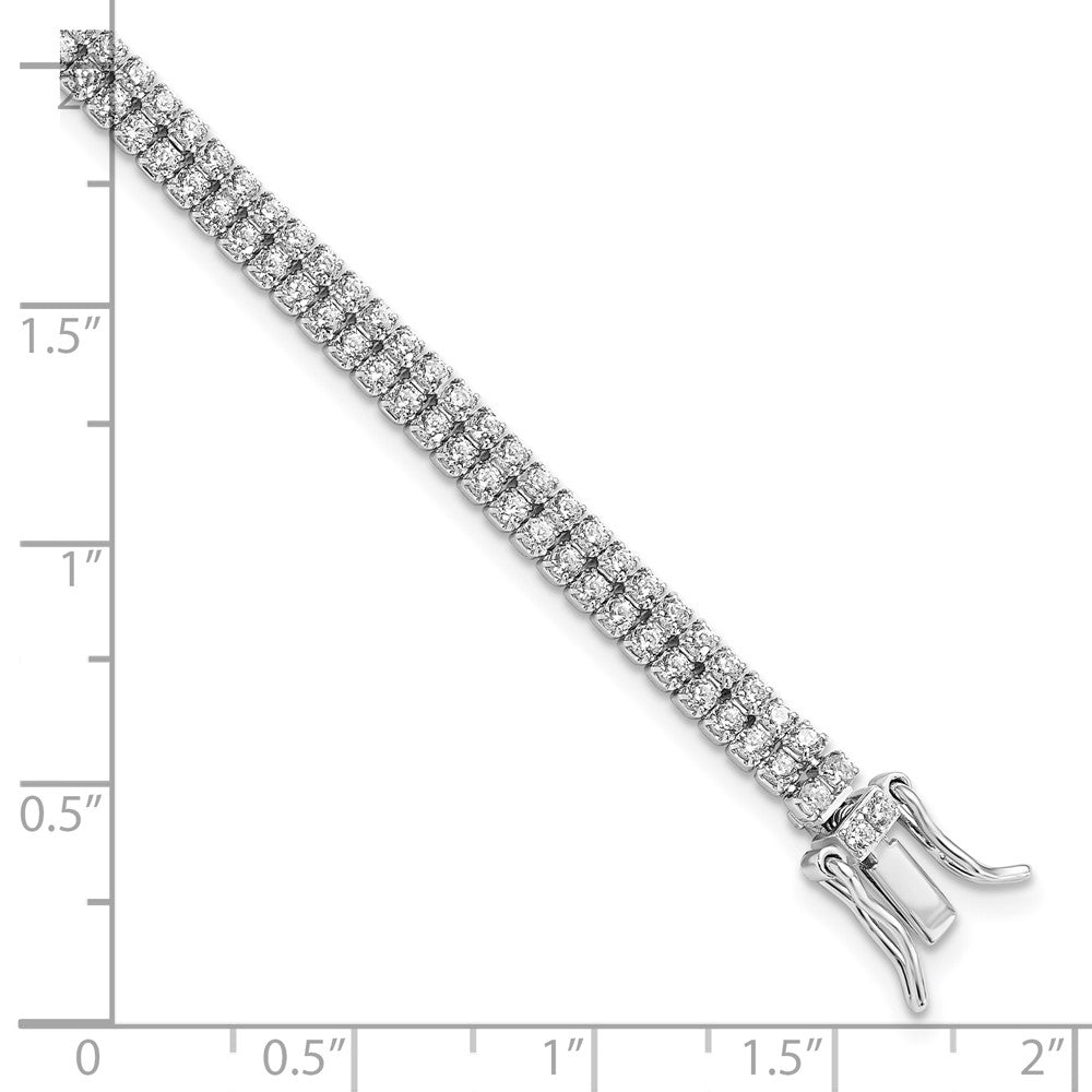 7.5 Zoll Sterlingsilber Rhodiniert 2-row Zirkonia Tennis Armband