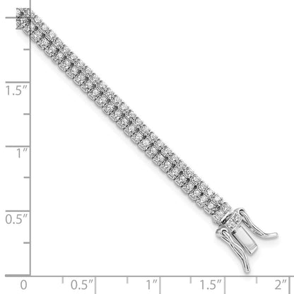 7.5 Zoll Sterlingsilber Rhodiniert 2-row Zirkonia Tennis Armband