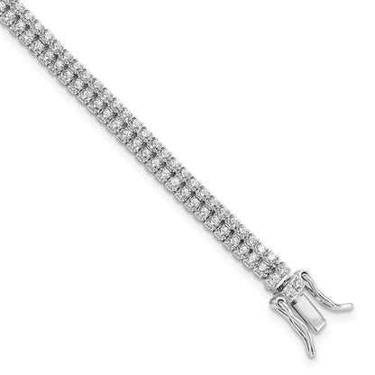 7.5 Zoll Sterlingsilber Rhodiniert 2-row Zirkonia Tennis Armband