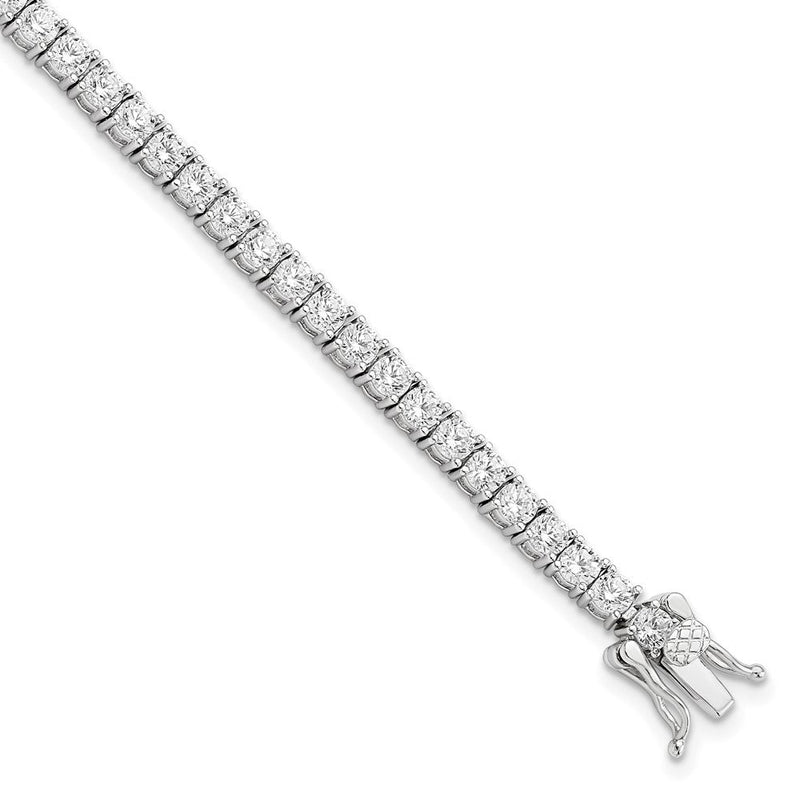 7.5 Zoll Sterlingsilber Rhodiniert Poliert Zirkonia Tennis Armband