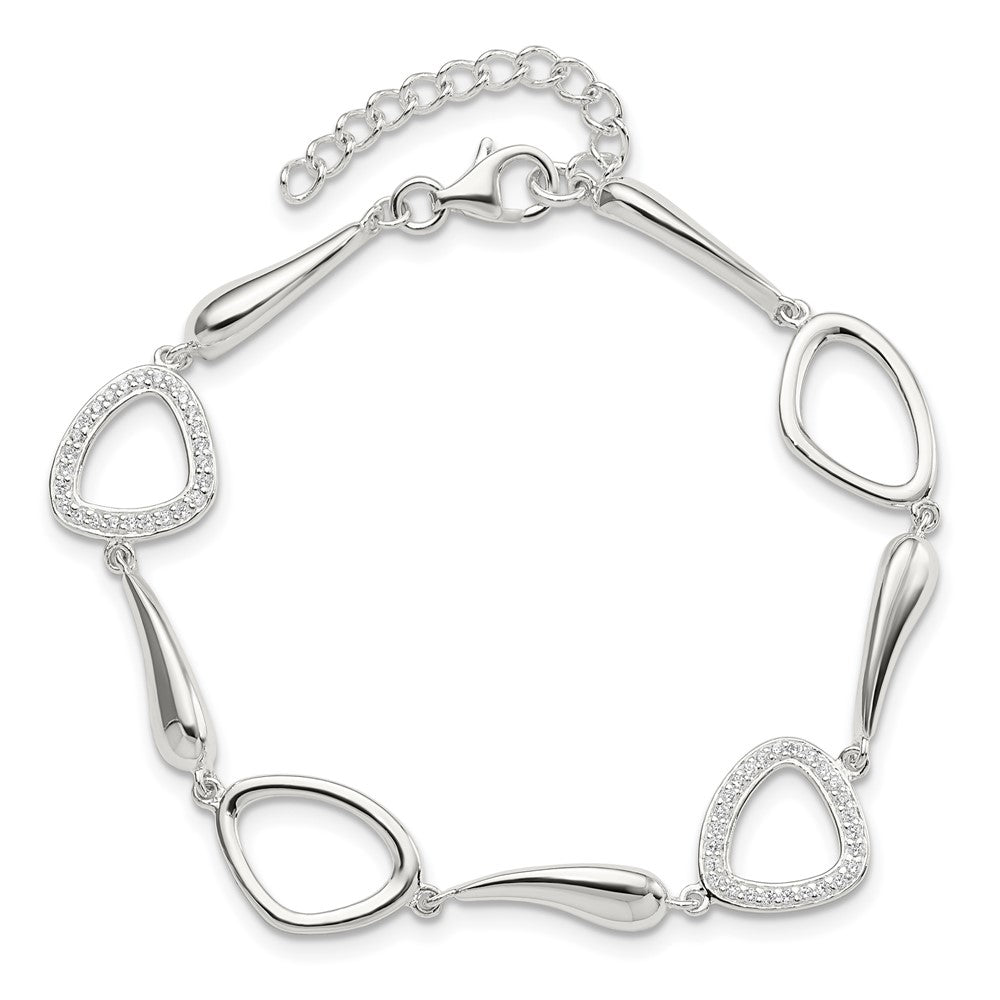 6.25 Zoll Sterlingsilber Poliert Zirkonia mit 1 in Verlängerung. Armband