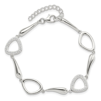 6.25 Zoll Sterlingsilber Poliert Zirkonia mit 1 in Verlängerung. Armband