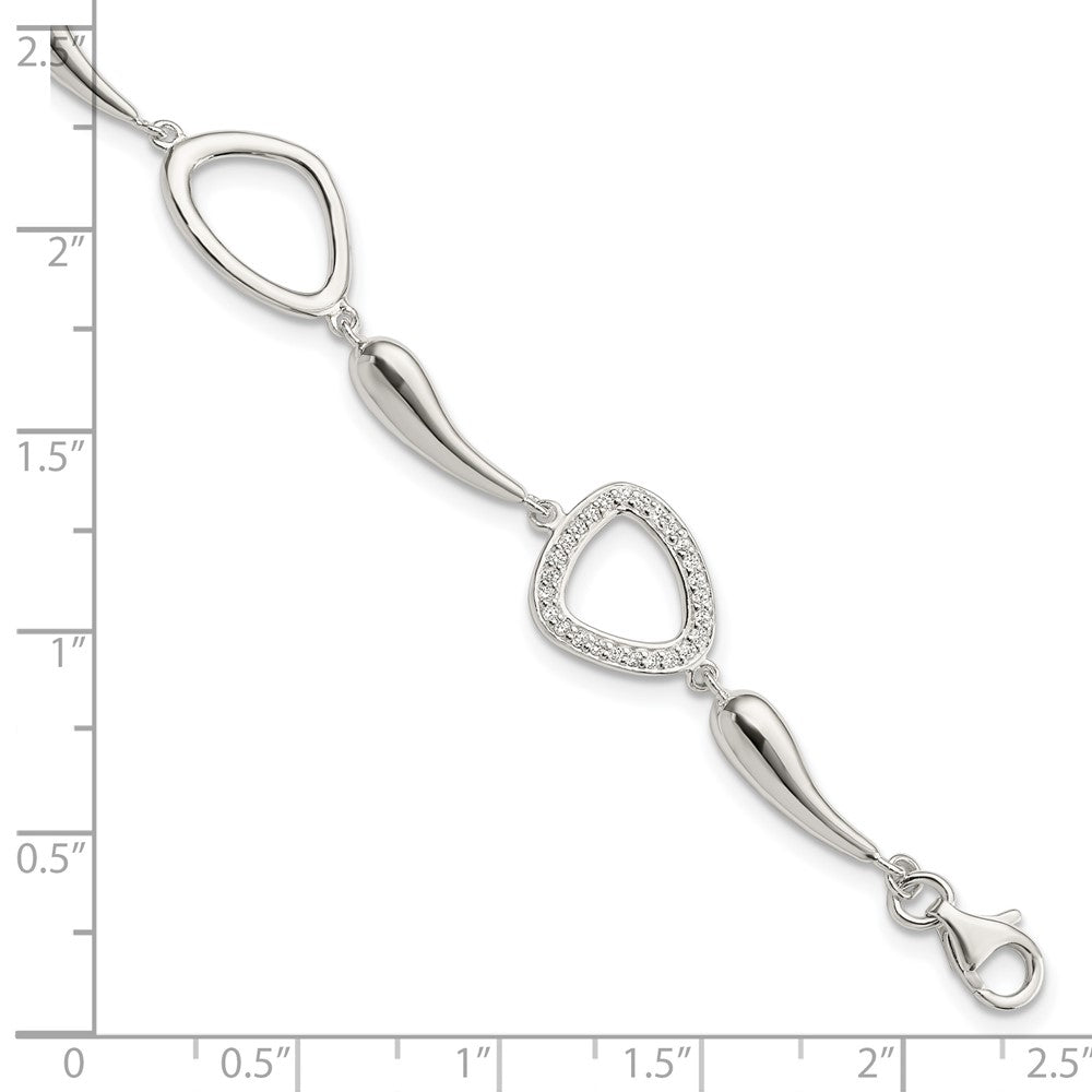 6.25 Zoll Sterlingsilber Poliert Zirkonia mit 1 in Verlängerung. Armband