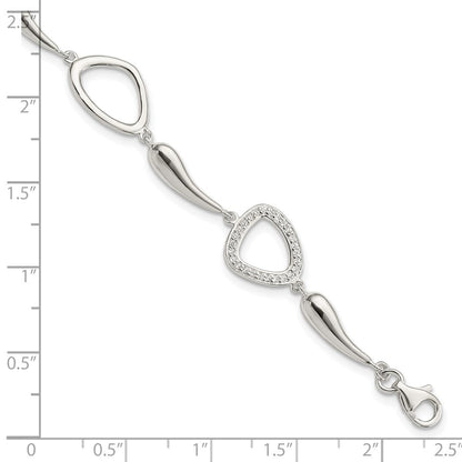 6.25 Zoll Sterlingsilber Poliert Zirkonia mit 1 in Verlängerung. Armband