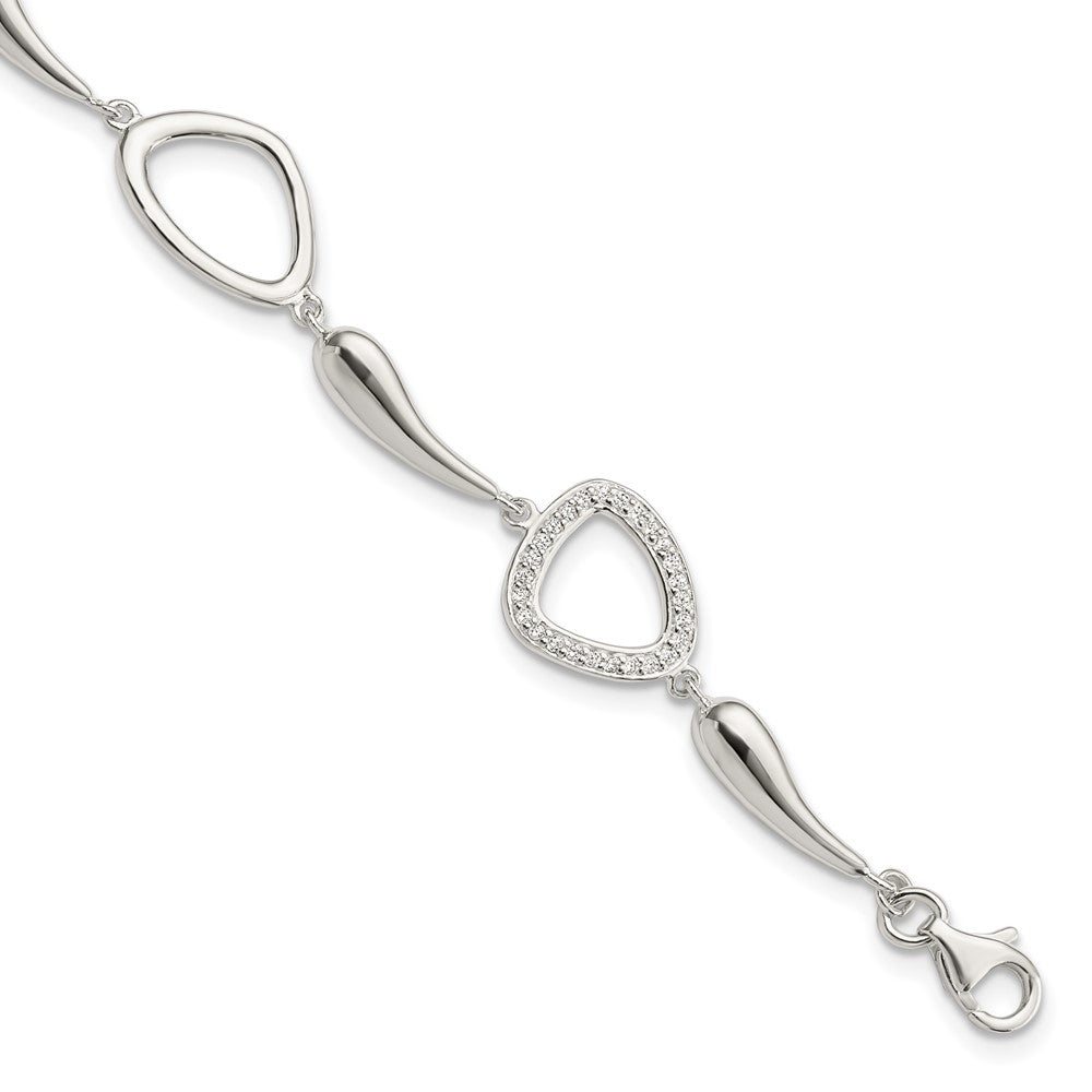 6.25 Zoll Sterlingsilber Poliert Zirkonia mit 1 in Verlängerung. Armband