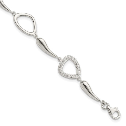 6.25 Zoll Sterlingsilber Poliert Zirkonia mit 1 in Verlängerung. Armband