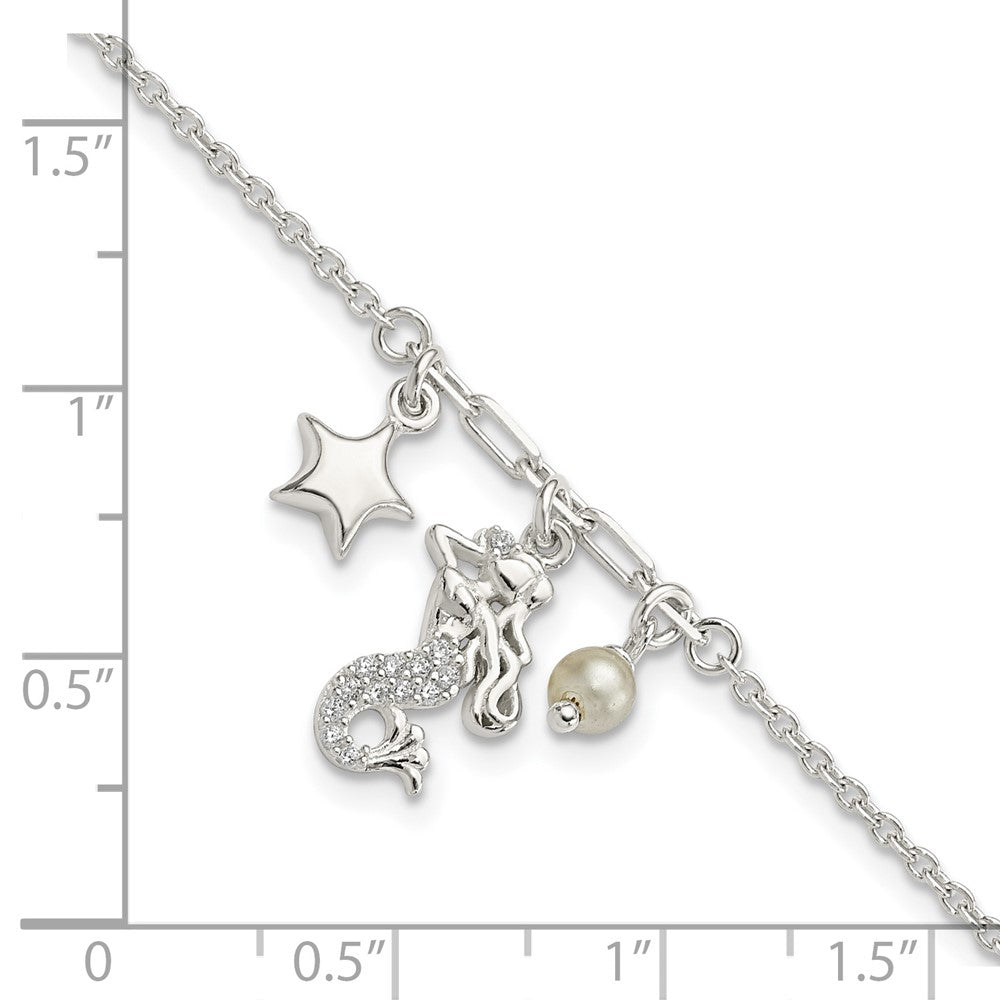 7.5 Zoll Sterlingsilber Zirkonia Meerjungfrau/star/glass Perle Armband