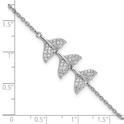 7 Zoll Sterlingsilber Rhodiniert Zirkonia Wal Schwanz mit 1inch Armband