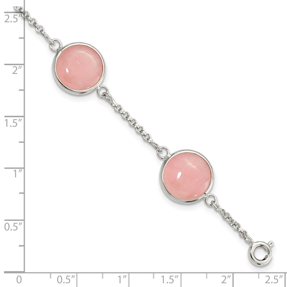 7.5 Zoll Sterlingsilber Poliert Rose Quarz 7.5 Zoll Armband