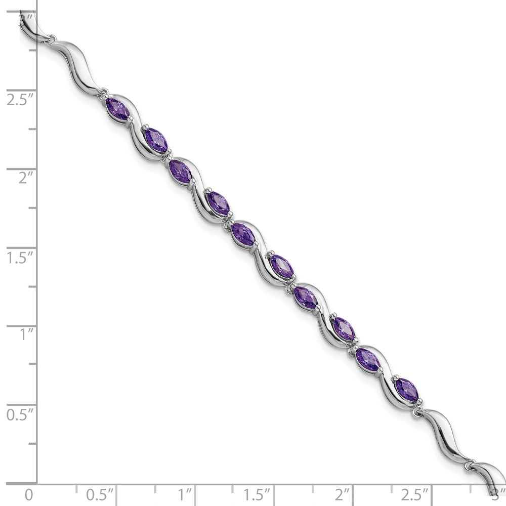 8 Zoll Sterlingsilber Rhodiniert Lila Zirkonia Armband