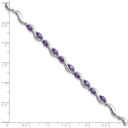 8 Zoll Sterlingsilber Rhodiniert Lila Zirkonia Armband