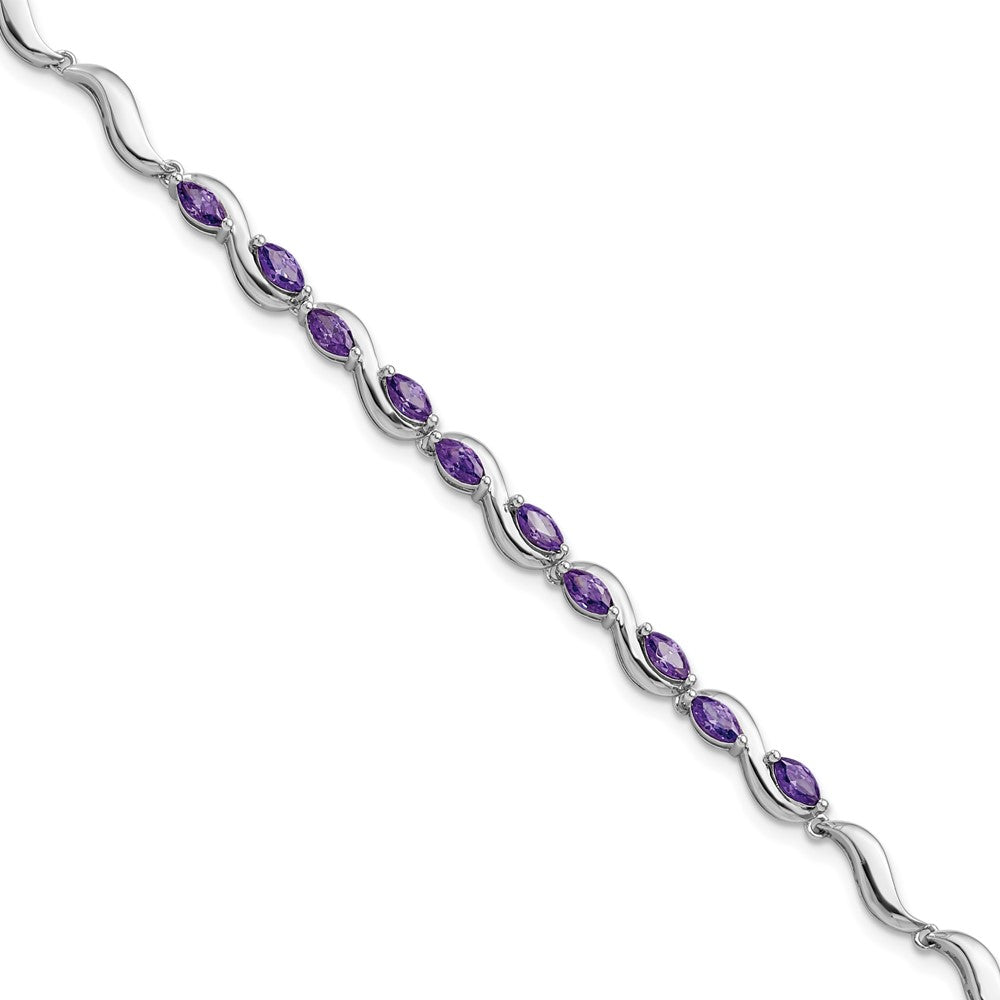 8 Zoll Sterlingsilber Rhodiniert Lila Zirkonia Armband