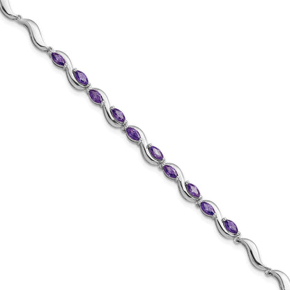 8 Zoll Sterlingsilber Rhodiniert Lila Zirkonia Armband