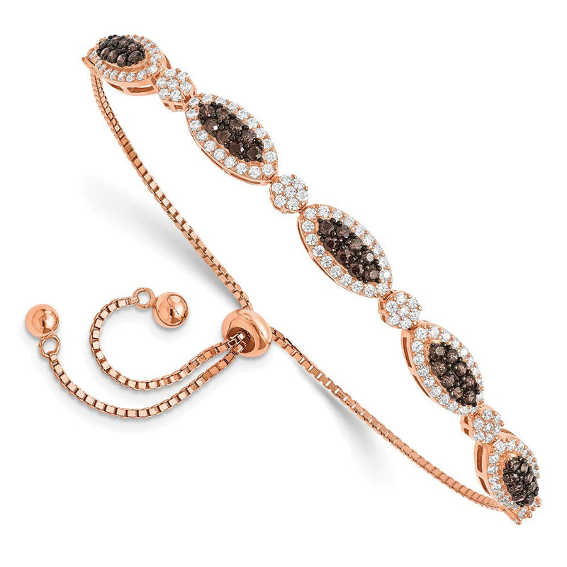Sterlingsilber Roséfarben Blk Rhodiniert Zirkonia Fantasie Verstellbar Armband