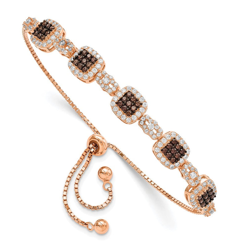 Sterlingsilber Roséfarben Schwarz Rhodium-plate Fantasie Zirkonia Verstellbar Armband