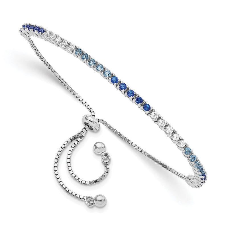 Sterlingsilber Rhodium Erzeugt Blau Spinell & Zirkonia Verstellbar Armband
