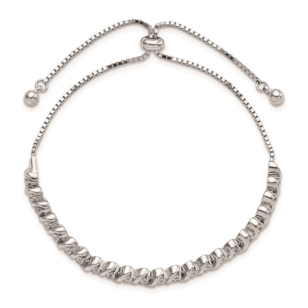Sterlingsilber Poliert Rhodiniert Zirkonia Verstellbar Armband