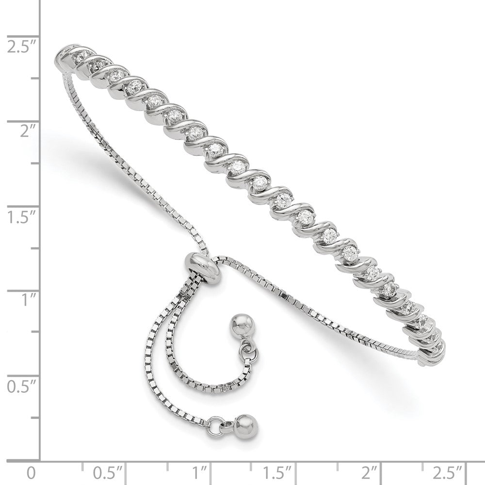 Sterlingsilber Poliert Rhodiniert Zirkonia Verstellbar Armband