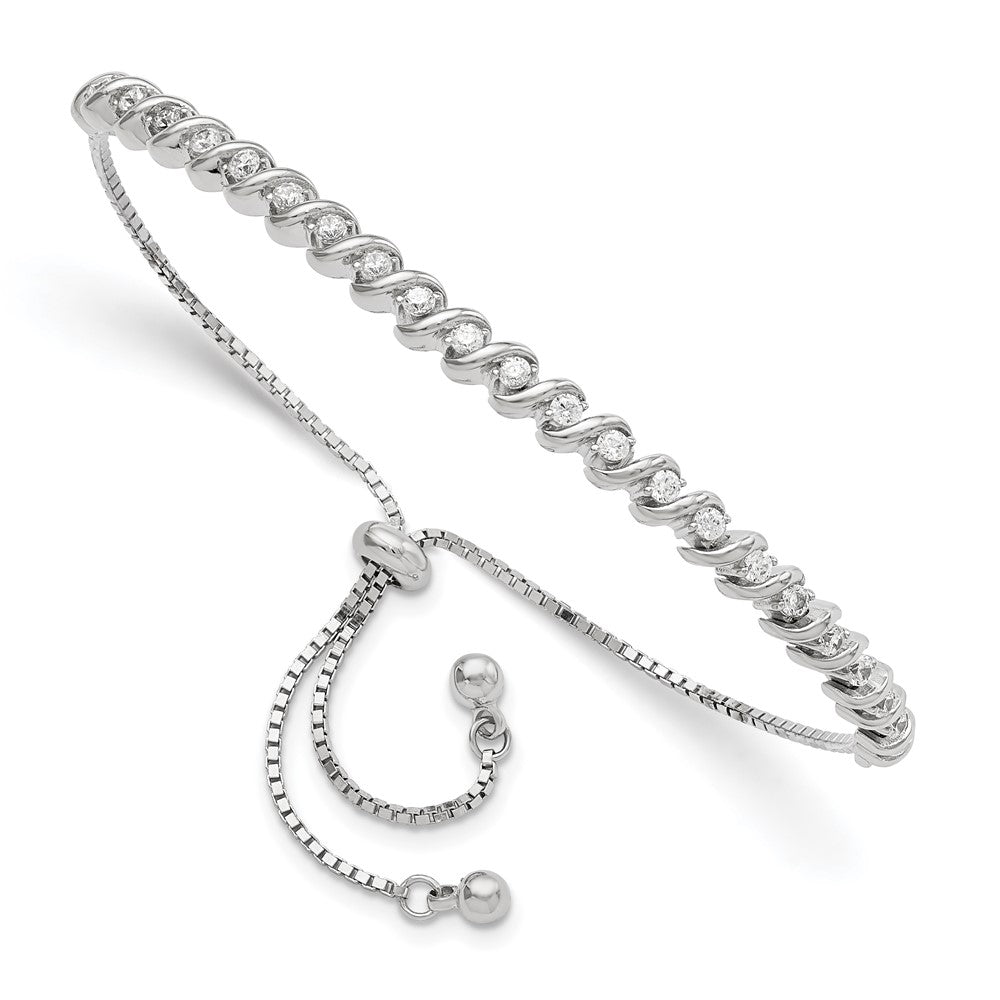 Sterlingsilber Poliert Rhodiniert Zirkonia Verstellbar Armband