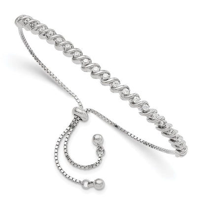 Sterlingsilber Poliert Rhodiniert Zirkonia Verstellbar Armband