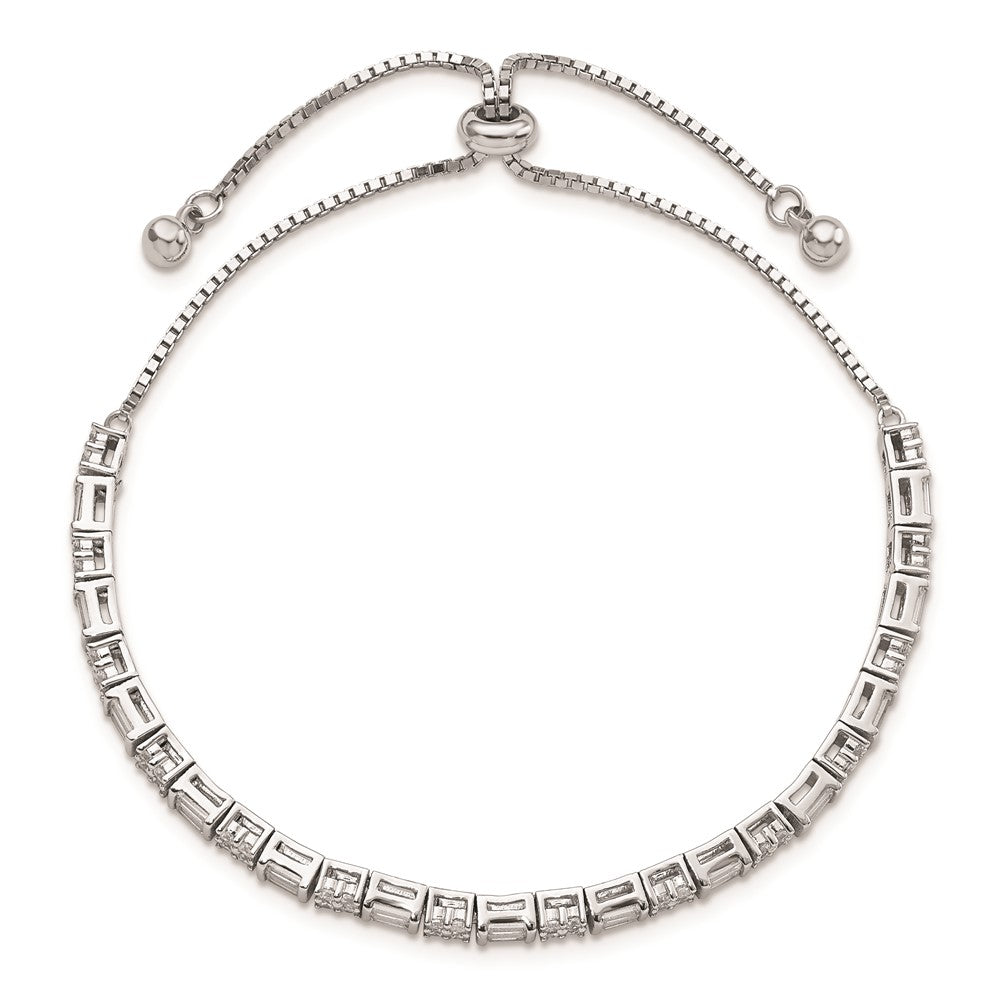 Sterlingsilber Poliert Rhodiniert Zirkonia Verstellbar Armband