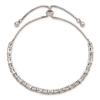 Sterlingsilber Poliert Rhodiniert Zirkonia Verstellbar Armband