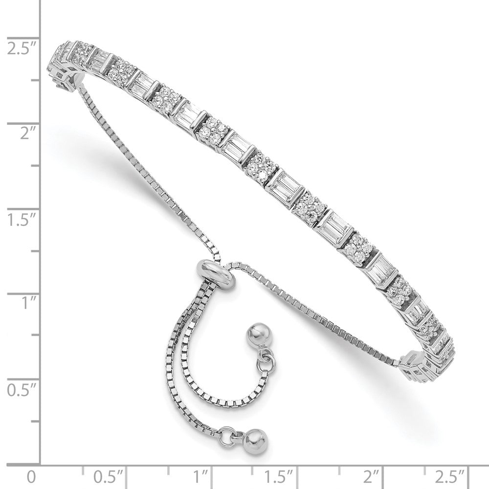 Sterlingsilber Poliert Rhodiniert Zirkonia Verstellbar Armband
